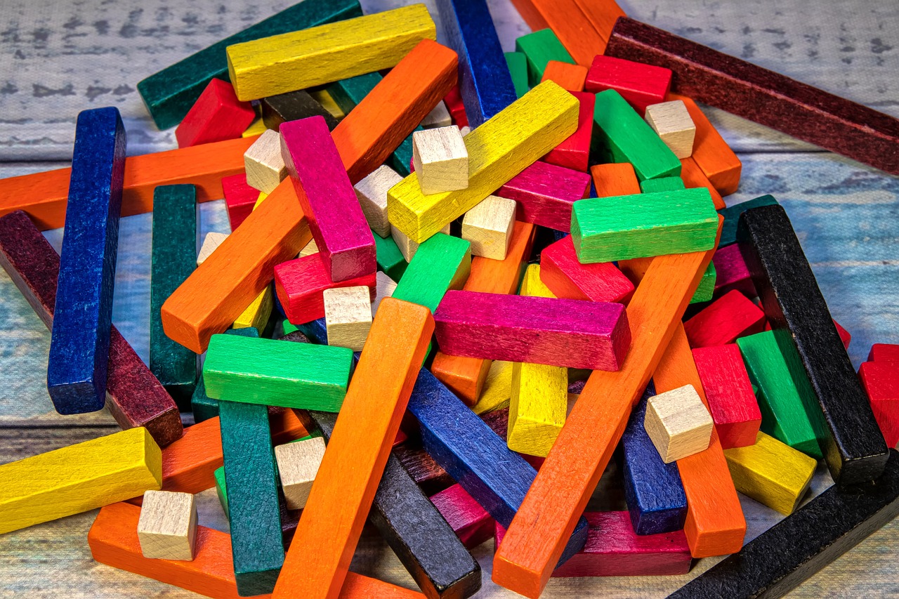 Colorfull long wood blocks